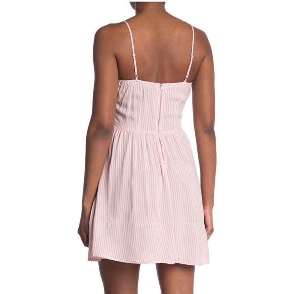 NWT 💗 Pink Striped Material Girl Ruffle Hem Dress - Picture 2 of 14